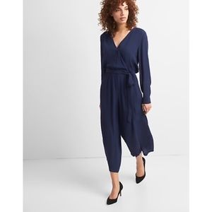 GAP Long Sleeve Wrap Dark Night Navy Jumpsuit XSP